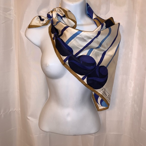 vintage CHRISTIAN DIOR abstract roses SILK SCARF - Picture 2 of 10